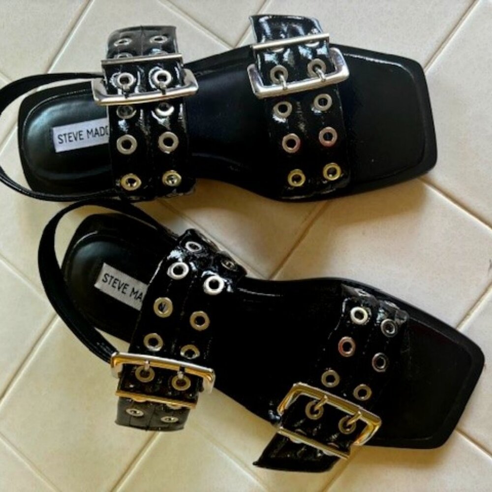 Steve Madden Sandria Black Patent Leather SZ 9M